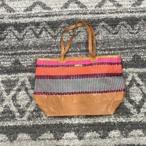Rebecca Minkoff leather woven colorful tote